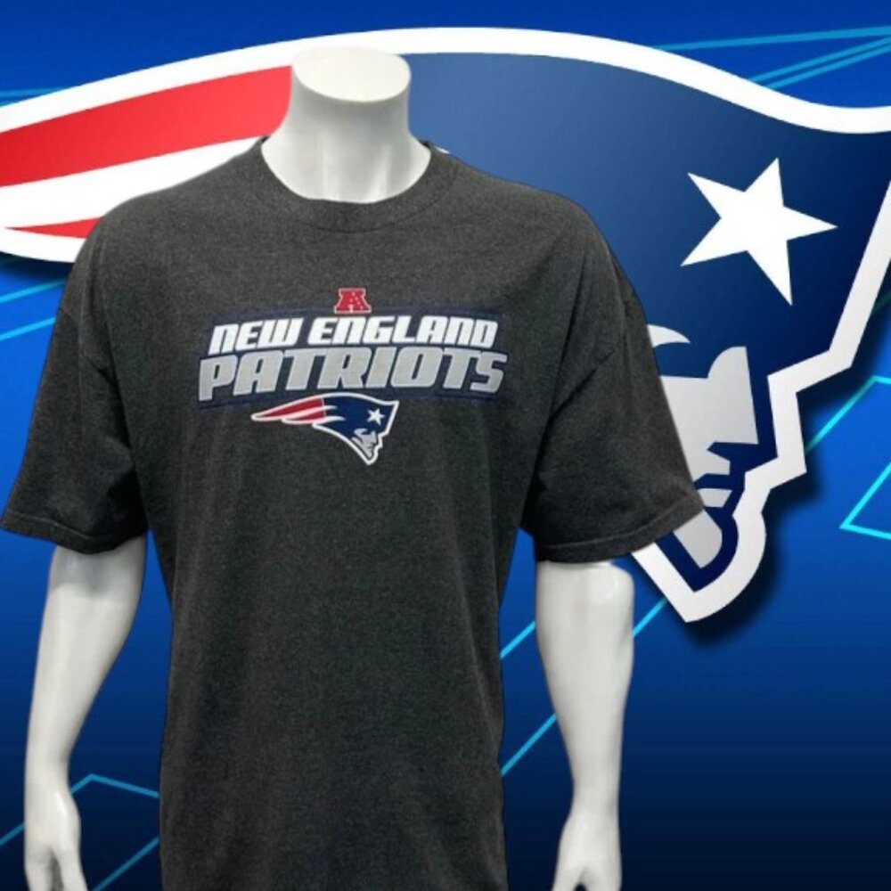 New England Patriots Gray Graphic NFL Team Apparel Authentic Cotton Blend Shirt
